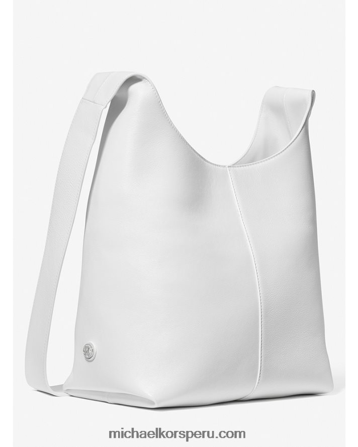 Z48V3767 Blanco óptico unisexo Michael Kors bolso hobo mediano colección dede de piel