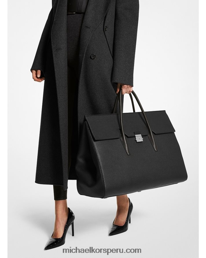 Z48V3769 negro unisexo Michael Kors bolso de fin de semana extragrande de la colección campbell de piel granulada