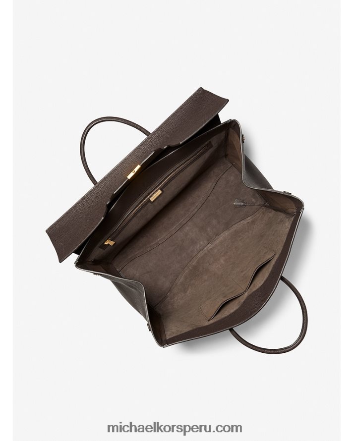 Z48V3770 chocolate unisexo Michael Kors bolso de fin de semana extragrande de la colección campbell de piel granulada