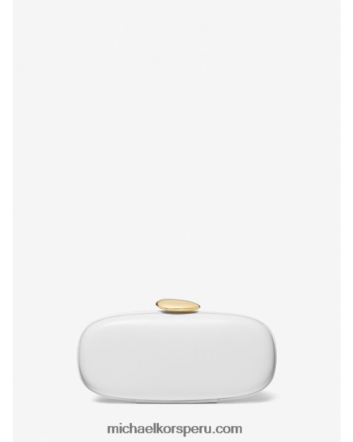 Z48V3776 Blanco óptico unisexo Michael Kors minaudiere de cuero pequeño de la colección tina
