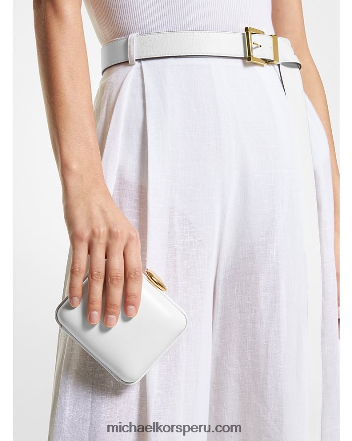 Z48V3780 Blanco óptico unisexo Michael Kors colección tina mini minaudiere de cuero