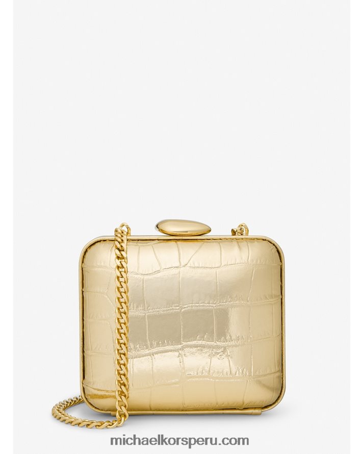 Z48V3781 oro unisexo Michael Kors minaudiere colección tina mini piel repujada cocodrilo metalizado