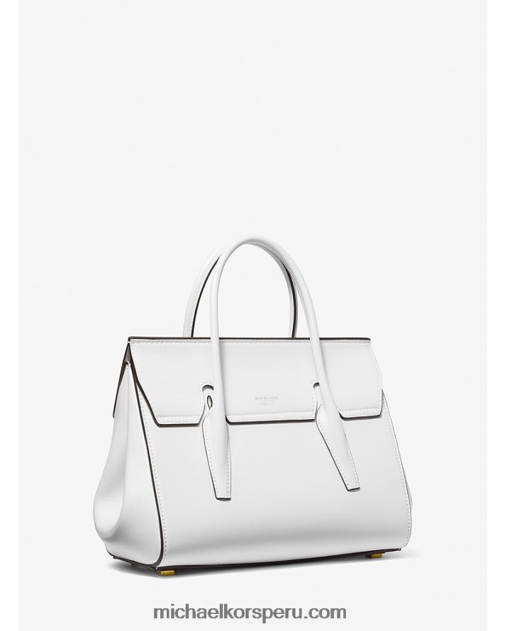 Z48V3791 Blanco óptico unisexo Michael Kors bolso satchel mediano colección campbell de piel