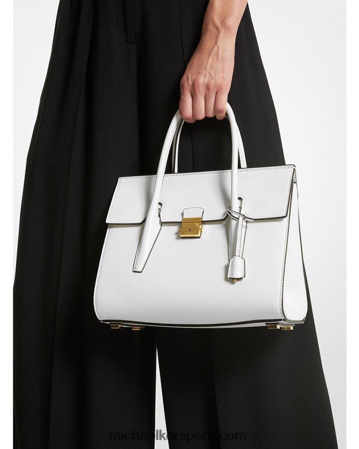 Z48V3791 Blanco óptico unisexo Michael Kors bolso satchel mediano colección campbell de piel