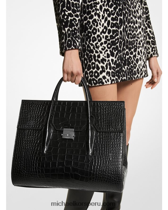 Z48V3792 negro unisexo Michael Kors bolso de fin de semana de piel grabada de cocodrilo collection campbell