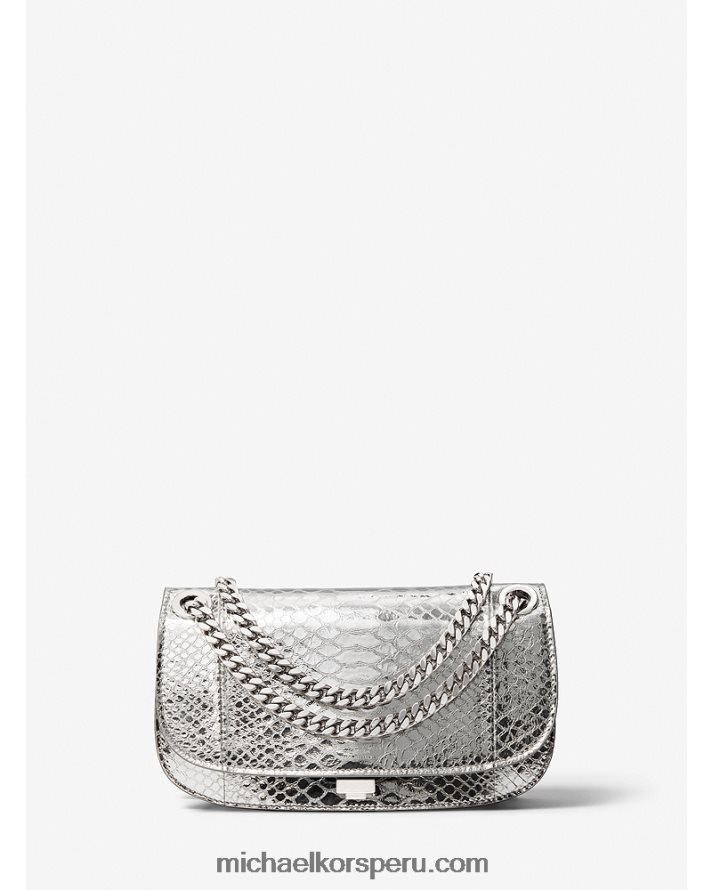 Z48V3801 plata unisexo Michael Kors bolso sobre mini colección christie de piel repujada de pitón metalizado