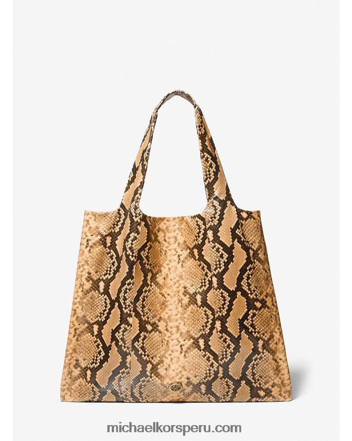 Z48V3772 trigo unisexo Michael Kors bolso shopper Collection de piel con monograma grabado en piel de pitón