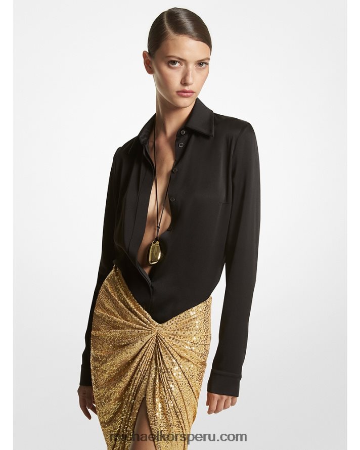 Z48V3466 negro unisexo Michael Kors colección hansen charmeuse camisa