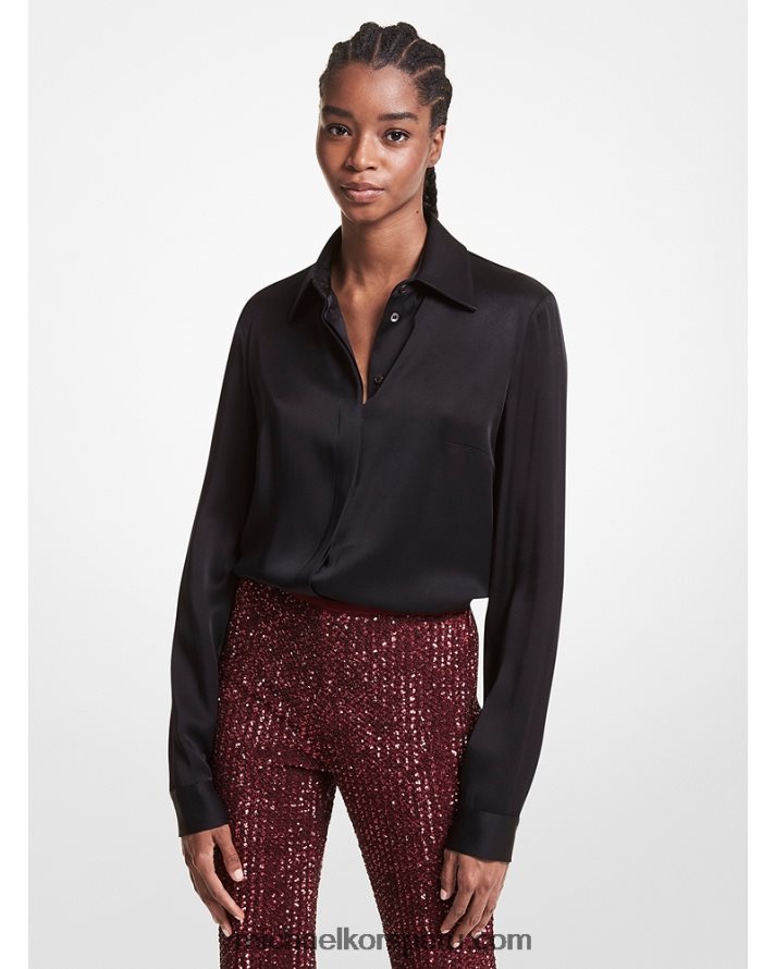 Z48V3620 negro unisexo Michael Kors colección hansen camisa satín charmeuse