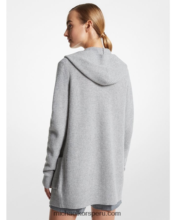 Z48V3535 Perla gris unisexo Michael Kors Cárdigan con capucha Collection en mezcla de lino y cachemira