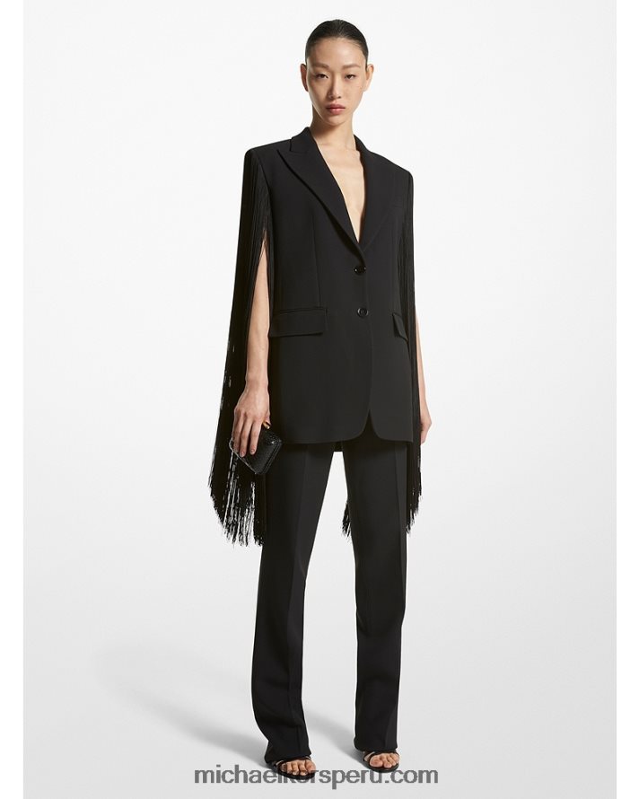 Z48V3402 negro unisexo Michael Kors blazer doble crepe sable con flecos collection