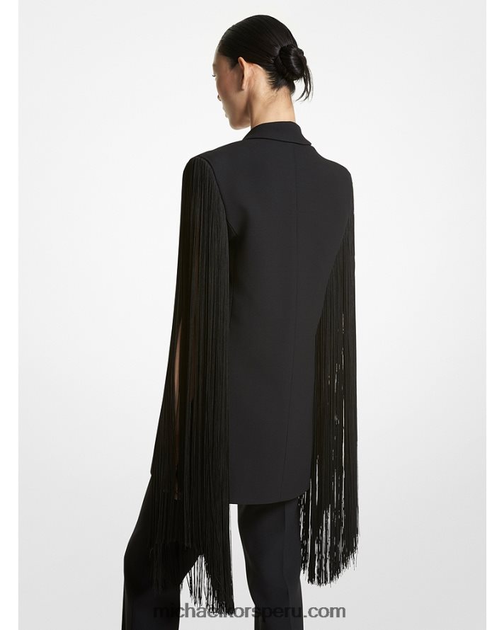 Z48V3402 negro unisexo Michael Kors blazer doble crepe sable con flecos collection