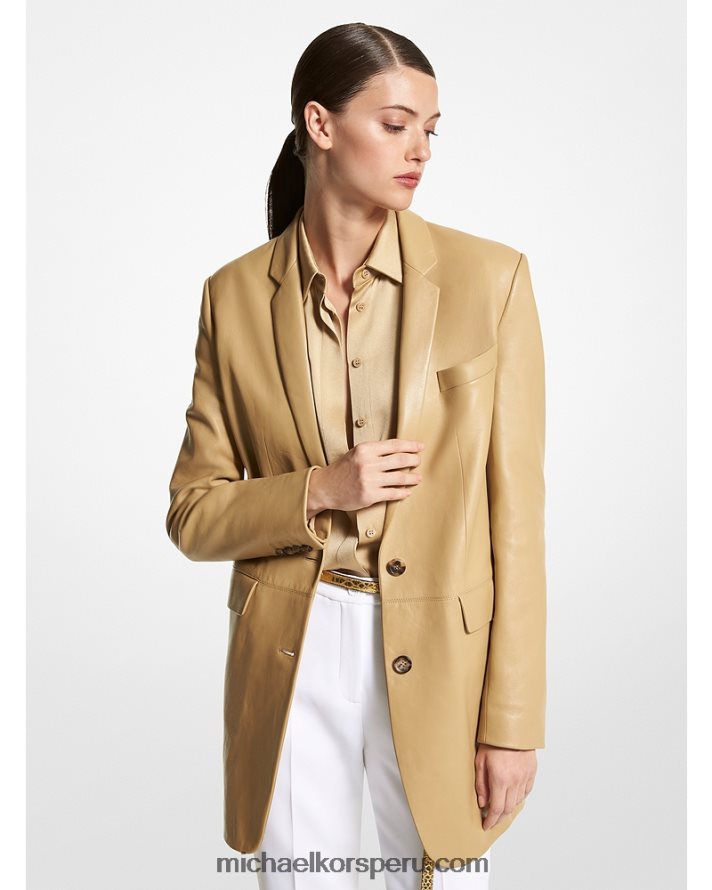 Z48V3462 duna unisexo Michael Kors blazer boyfriend de piel con escote pronunciado de la colección