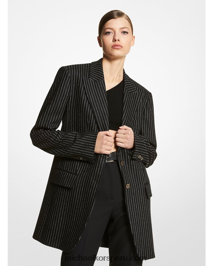 Z48V3594 blanco negro unisexo Michael Kors blazer boyfriend de lana stretch con raya diplomática