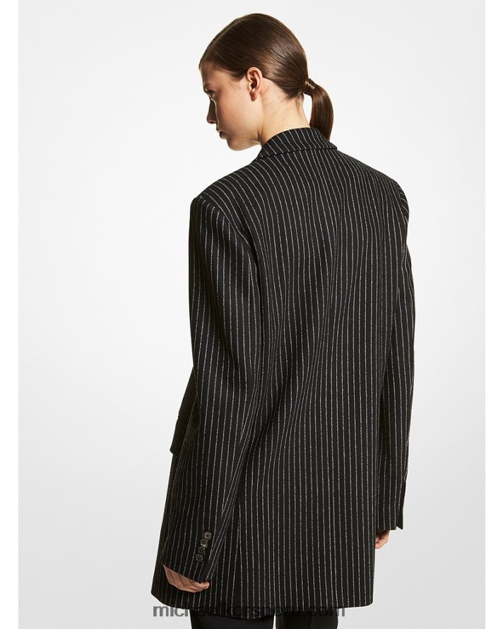 Z48V3594 blanco negro unisexo Michael Kors blazer boyfriend de lana stretch con raya diplomática