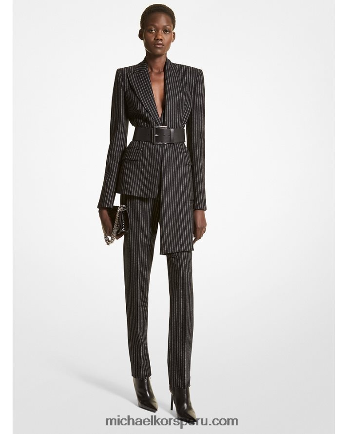 Z48V3595 blanco negro unisexo Michael Kors blazer con pañuelo de franela a rayas diplomáticas de la colección