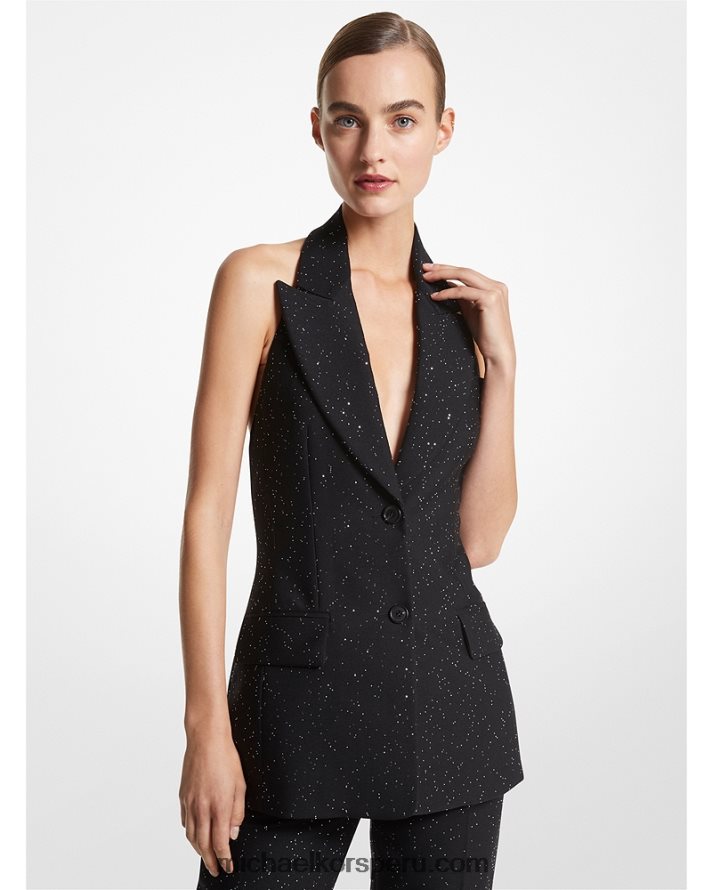 Z48V3406 negro/plata unisexo Michael Kors chaqueta halter en mezcla de lana con lentejuelas