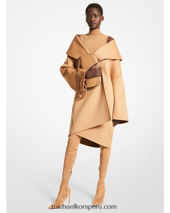 Z48V3598 camello unisexo Michael Kors abrigo de embrague melton de lana de doble cara de la colección
