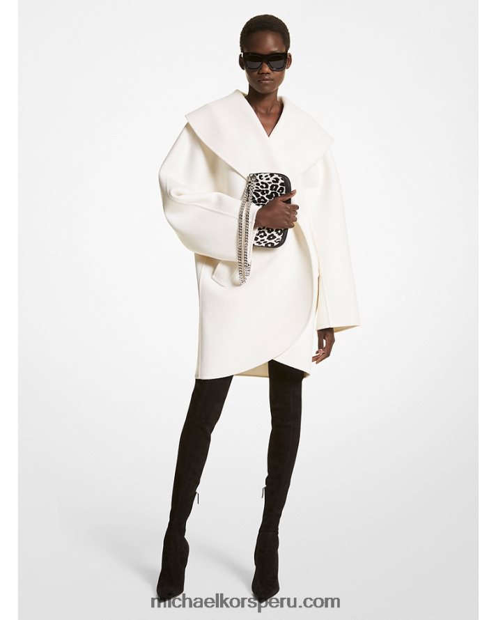 Z48V3635 blanco unisexo Michael Kors abrigo de embrague melton de lana de doble cara de la colección