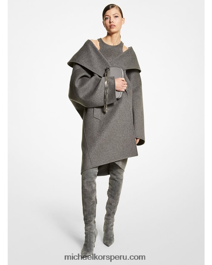 Z48V3764 banquero gris unisexo Michael Kors abrigo de embrague melton de lana melange de doble cara de la colección