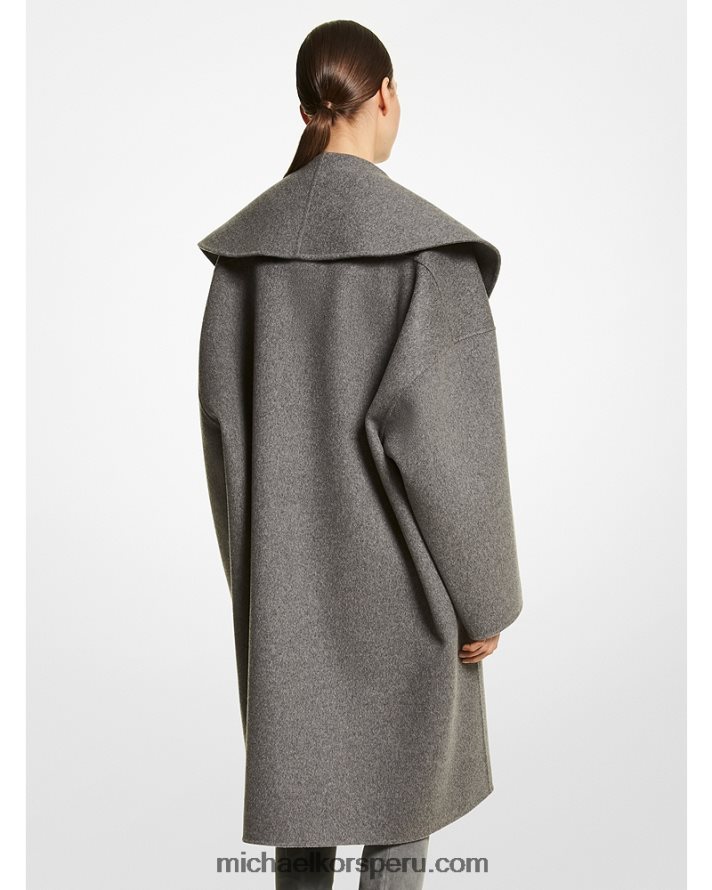 Z48V3764 banquero gris unisexo Michael Kors abrigo de embrague melton de lana melange de doble cara de la colección