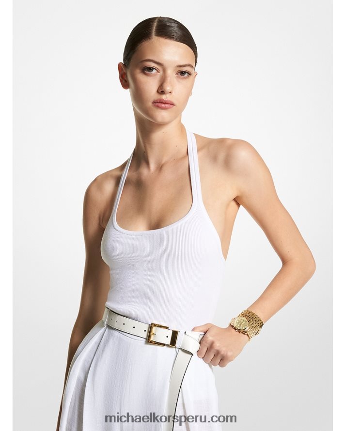 Z48V3442 Blanco óptico unisexo Michael Kors body halter de viscosa elástica de canalé collection