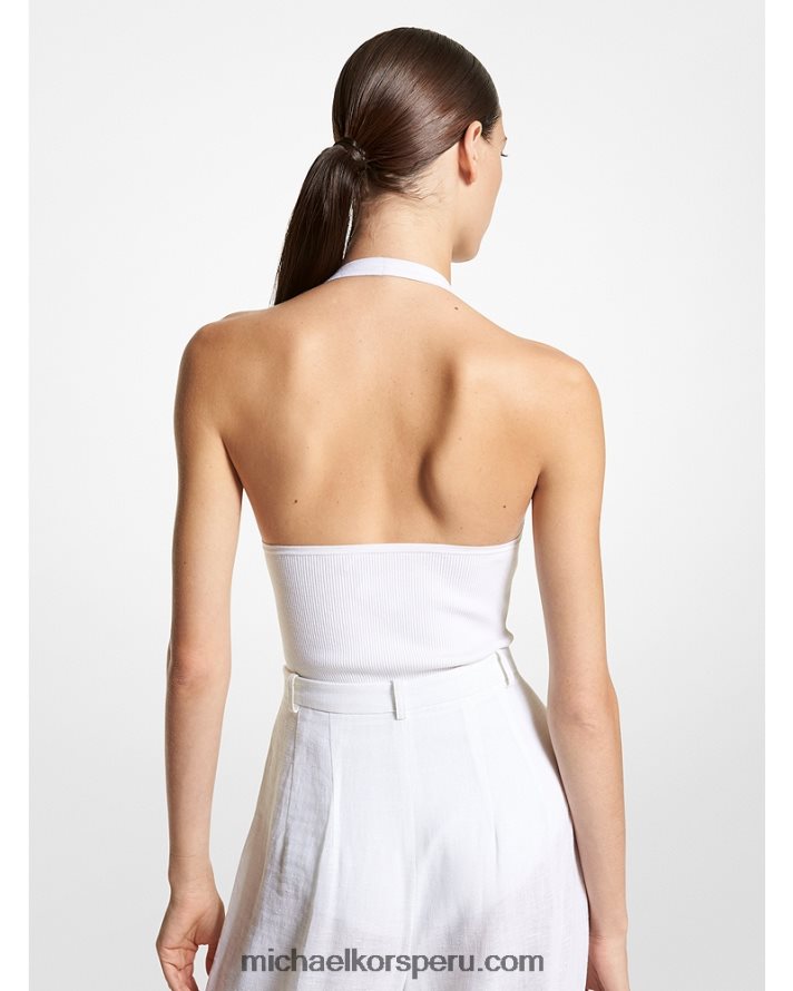 Z48V3442 Blanco óptico unisexo Michael Kors body halter de viscosa elástica de canalé collection