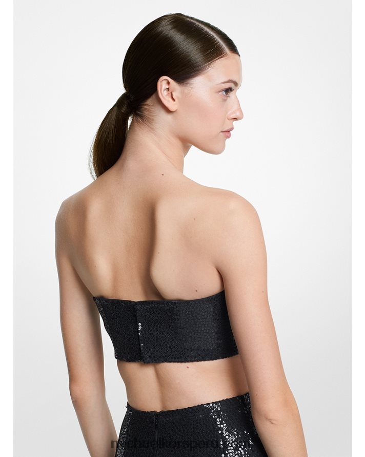 Z48V3663 negro unisexo Michael Kors colección bandeau de marta sable de doble crepé con lentejuelas bordadas a mano