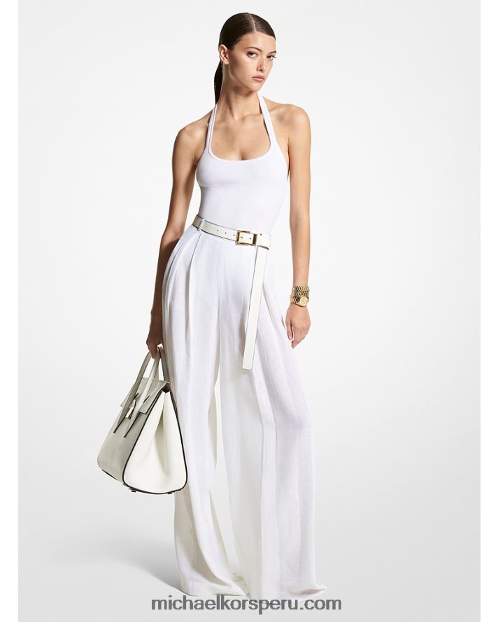 Z48V3434 Blanco óptico unisexo Michael Kors colección pantalones palazzo gasa lino