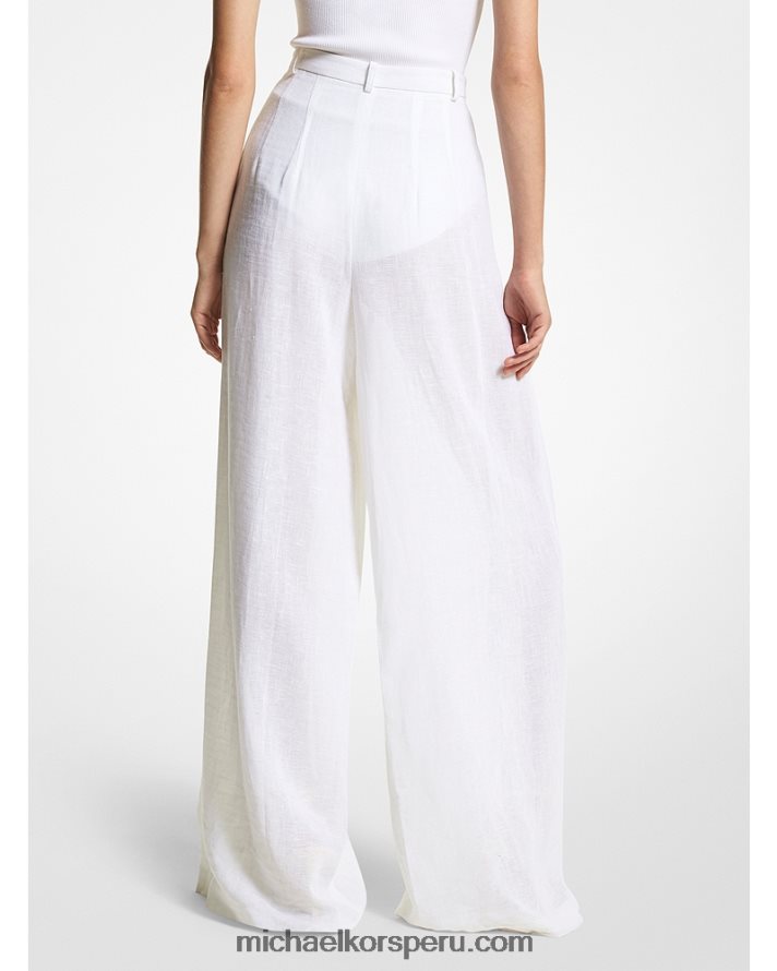 Z48V3434 Blanco óptico unisexo Michael Kors colección pantalones palazzo gasa lino
