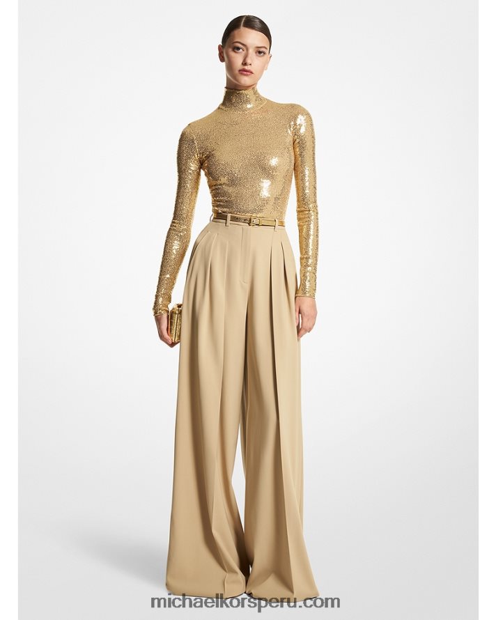 Z48V3457 duna unisexo Michael Kors pantalones anchos plisados ​​de sarga de lana collection