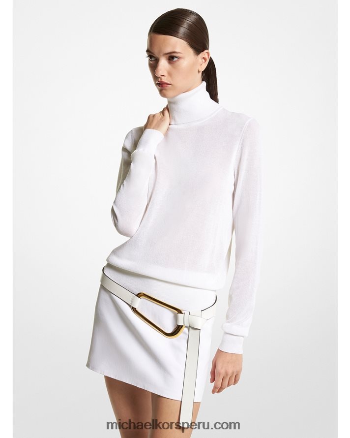 Z48V3444 Blanco óptico unisexo Michael Kors colección joan jersey de cuello alto en mezcla de viscosa y tul