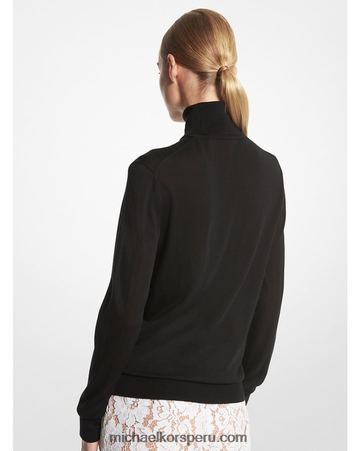 Z48V3528 negro unisexo Michael Kors suéter de cuello alto de seda pluma de la colección joan