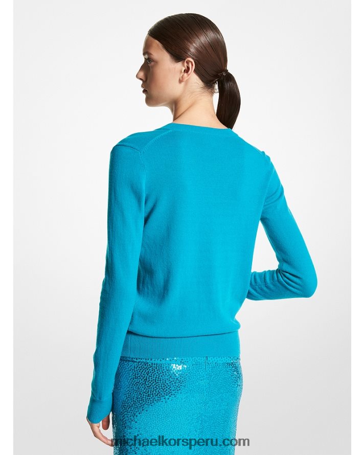 Z48V3540 turquesa unisexo Michael Kors jersey de cashmere con cuello de pico