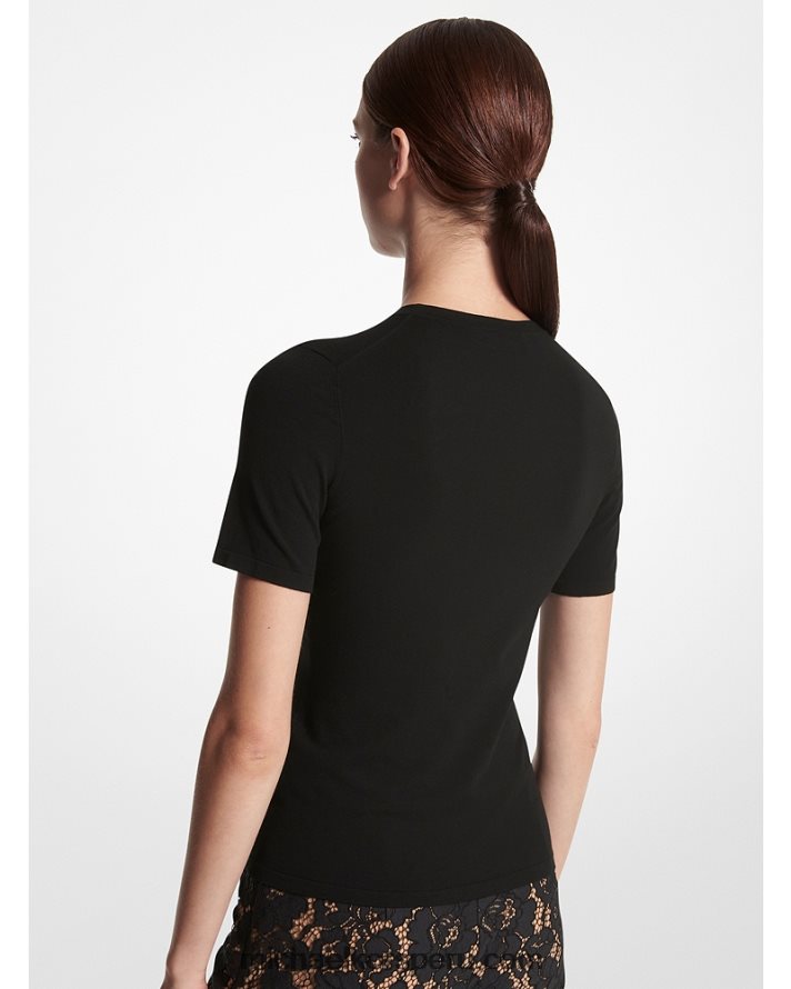 Z48V3570 negro unisexo Michael Kors jersey de manga corta de viscosa elástica collection