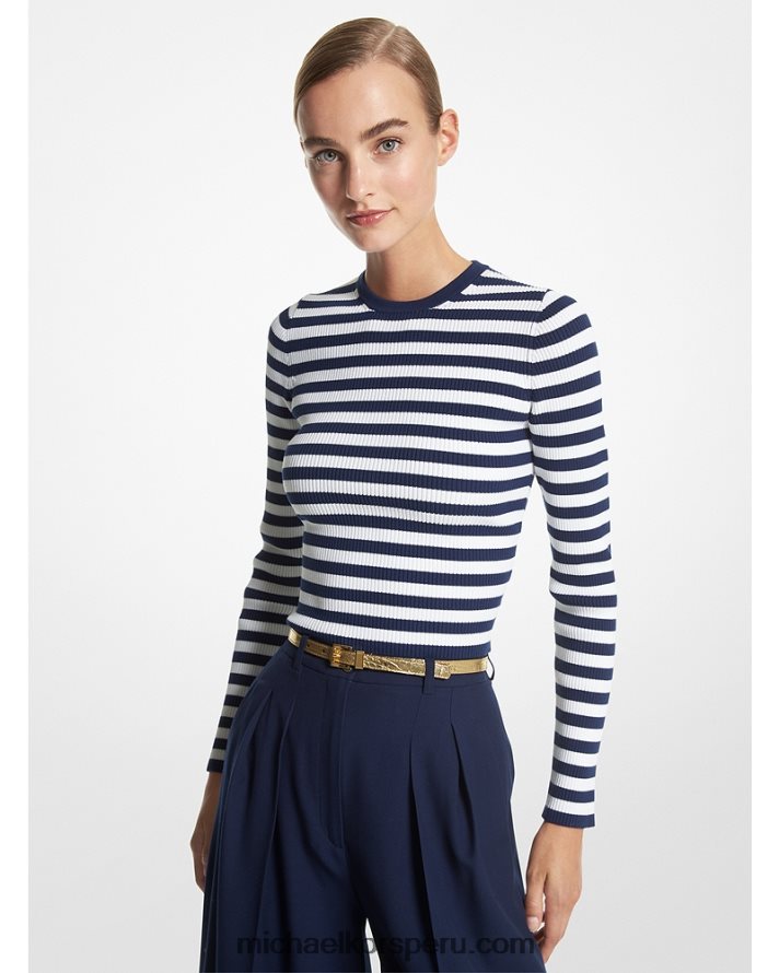 Z48V3575 azul marino/blanco unisexo Michael Kors jersey viscosa elastizada canalé rayas colección