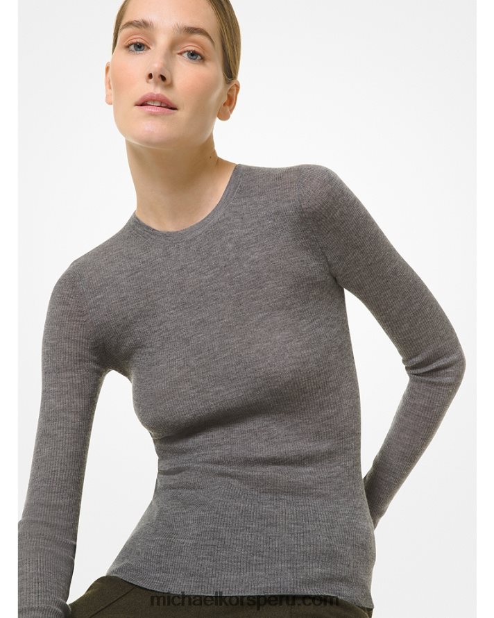 Z48V3714 banquero gris unisexo Michael Kors suéter de cachemira de peso pluma de la colección