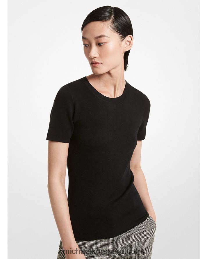 Z48V3730 negro unisexo Michael Kors jersey de manga corta de cashmere de la colección