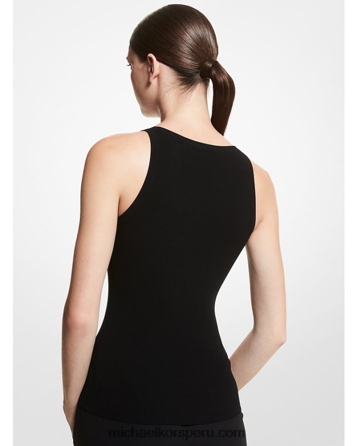 Z48V3676 negro unisexo Michael Kors camiseta sin mangas de viscosa elástica de canalé collection