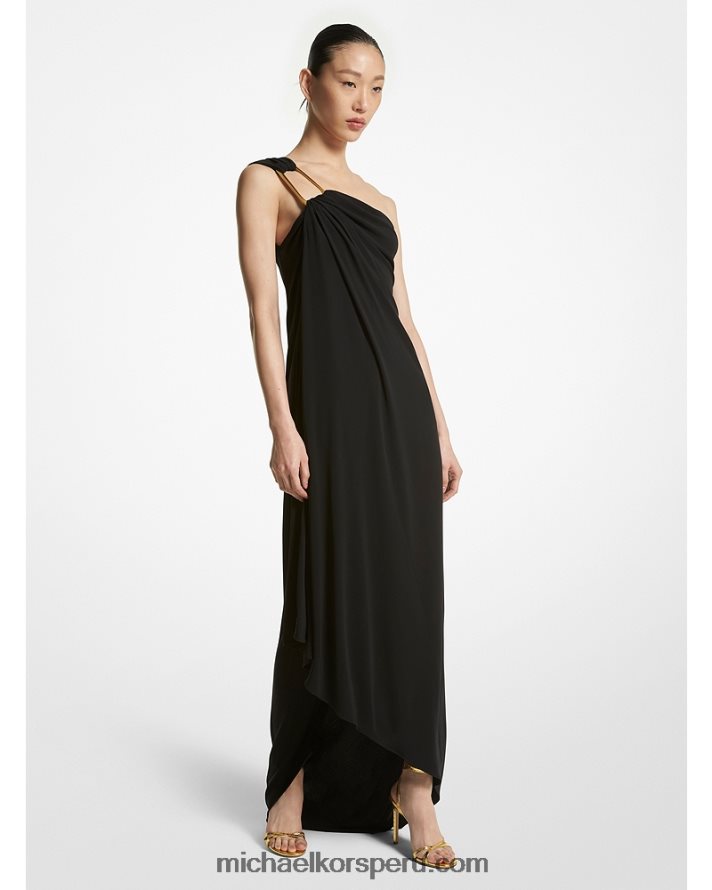 Z48V3382 negro unisexo Michael Kors vestido estilo toga de jersey de crepé de la colección