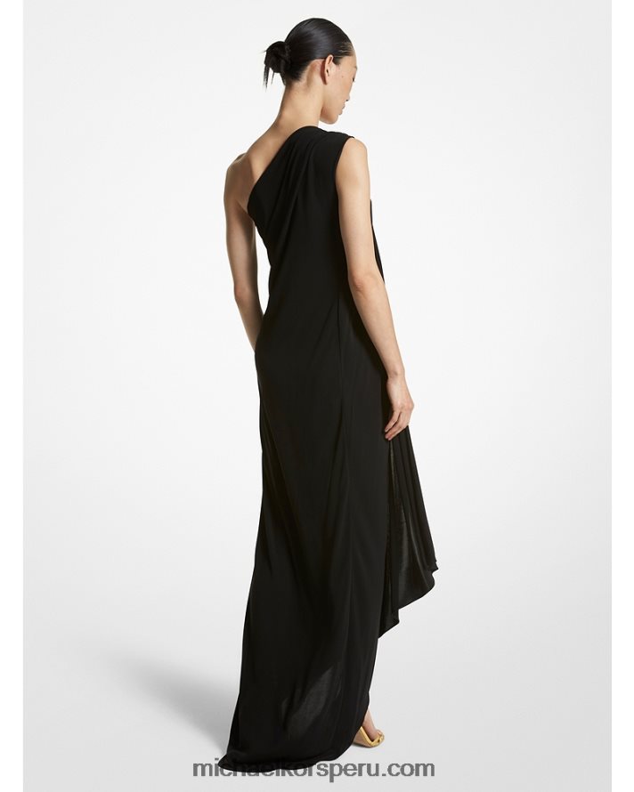 Z48V3382 negro unisexo Michael Kors vestido estilo toga de jersey de crepé de la colección