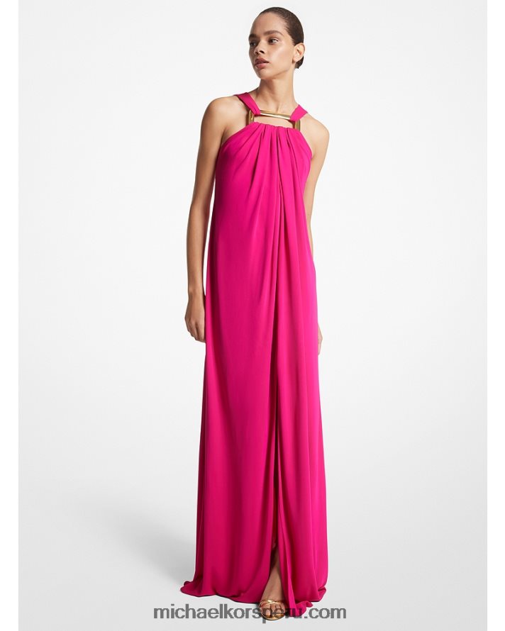Z48V3515 fucsia unisexo Michael Kors colección crepe jersey collar vestido