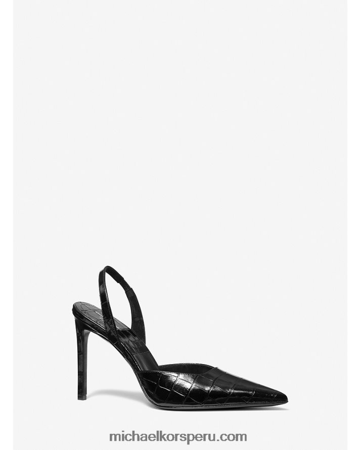 Z48V3836 negro unisexo Michael Kors Zapatos de tacón Collection Presley de piel de cocodrilo en relieve