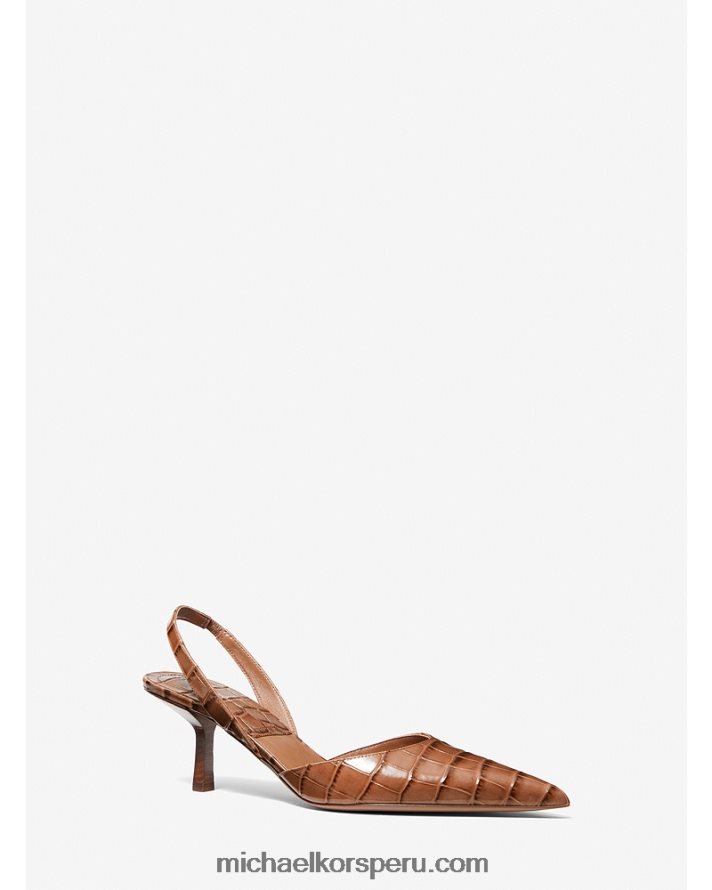 Z48V3859 castaña unisexo Michael Kors salón colección holly de piel repujada de cocodrilo