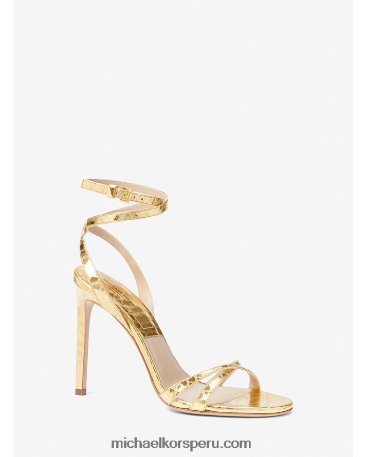 Z48V3819 oro unisexo Michael Kors sandalia colección chrissy de piel grabada pitón metalizado
