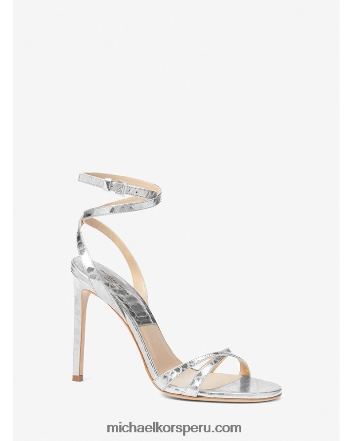 Z48V3820 plata unisexo Michael Kors sandalia colección chrissy de piel grabada pitón metalizado