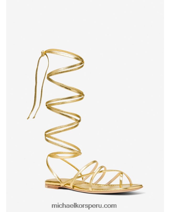 Z48V3822 oro unisexo Michael Kors sandalia gladiadora colección jade piel metalizada