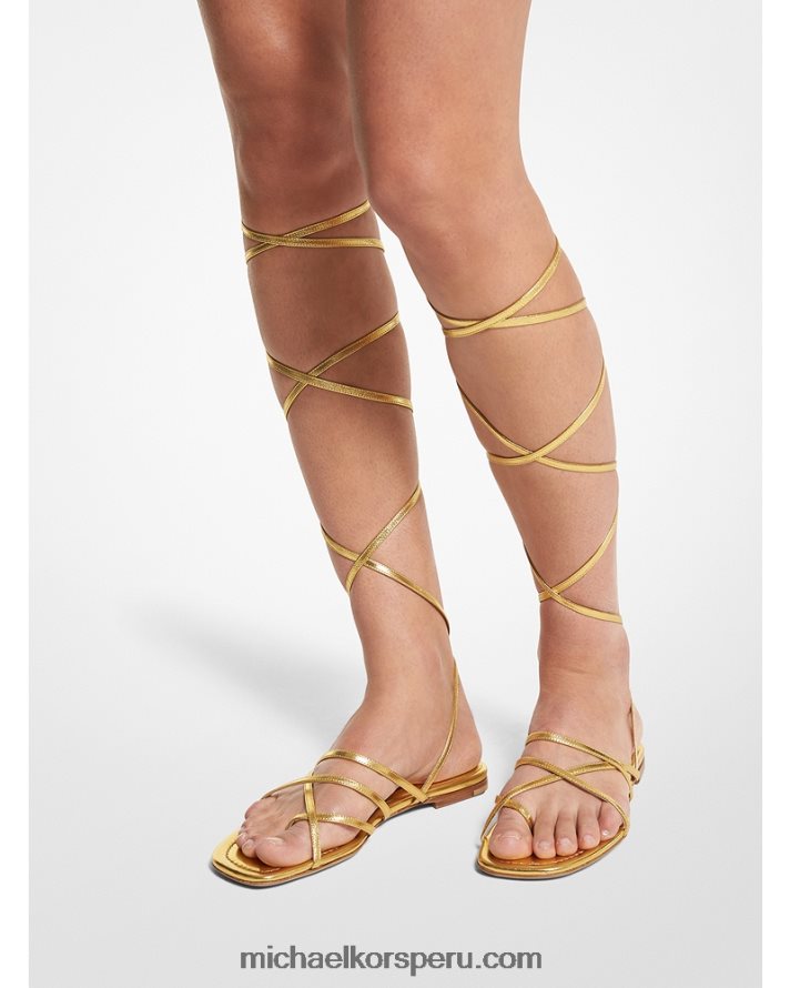Z48V3822 oro unisexo Michael Kors sandalia gladiadora colección jade piel metalizada