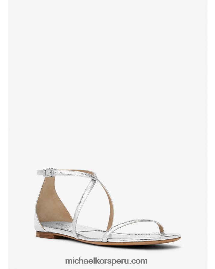 Z48V3830 plata unisexo Michael Kors sandalia polly de piel grabada en pitón metalizado collection