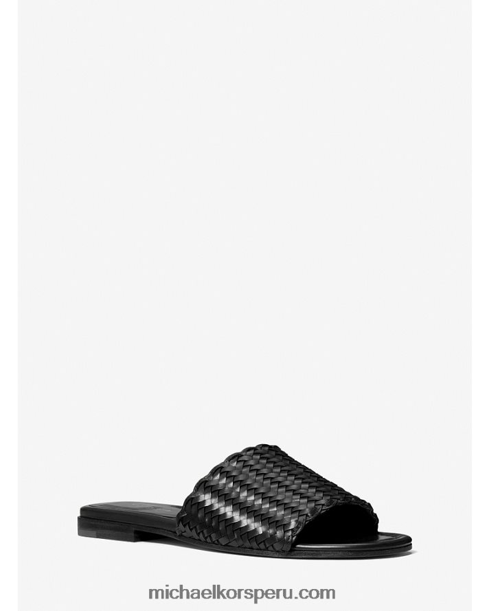 Z48V3854 negro unisexo Michael Kors Sandalias con tiras de cuero trenzado de la colección McGraw
